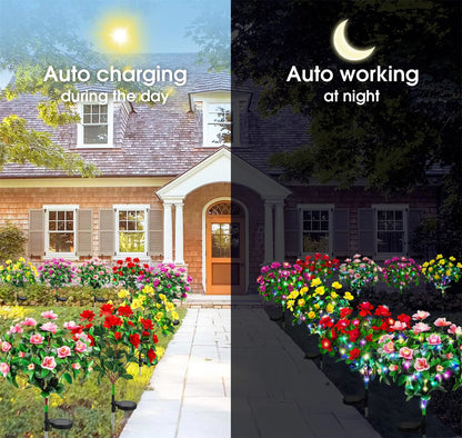 Waterproof LED Azalea Flower Solar Lights Outdoor Landscape Light for Lawn Patio Garden Path Decorative Lighting Best Gift