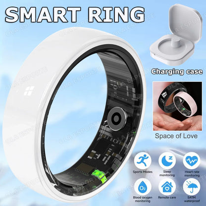 Smart Couple Ring Bluetooth Connection Multiple Sports Modes Pedometer Fitness Rings Heart Rate Sleep Monitoring 5ATM Waterproof