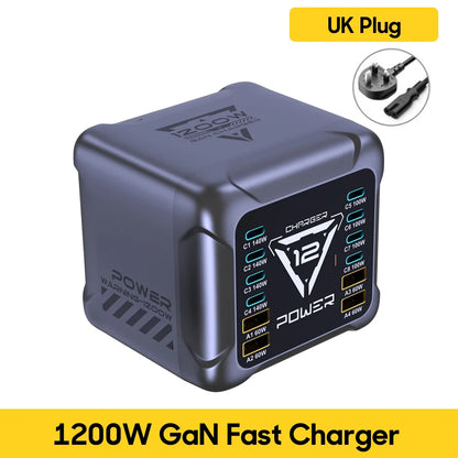 1200W USB C Charger, GaN PD3.1 140W 100W PPS Fast Charging Station Type-C Laptop Power Adapter for MacBook Samsung S25 iPhone 17