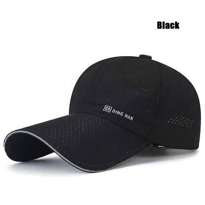 Extended Brim Summer Breathable Perforated Quick-Drying Adjustable Baseball Cap Sun Hat Trucker Caps Dad Hats