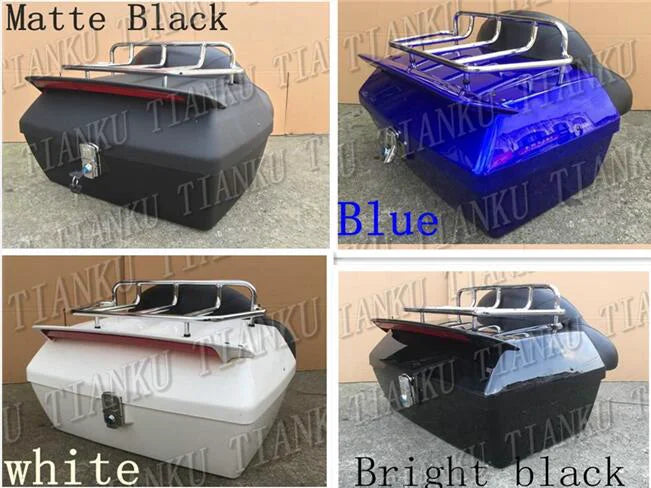 Black Trunk Tail Box Luggage Backrest For Honda Yamaha Suzuki Kawasaki Lifan Indian Bobber Custom Chopper Cruisers Street Bike