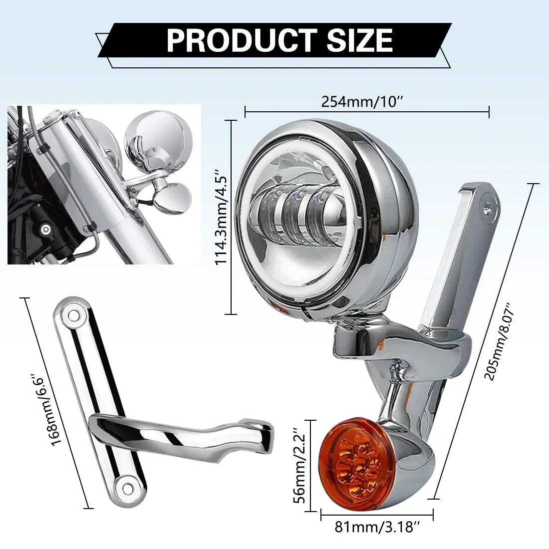 Motorcycle 4.5'' LED Headlight Auxiliary Fog Passing Lighting Bracket For Touring Road King Street Glide Turn Signal Spot