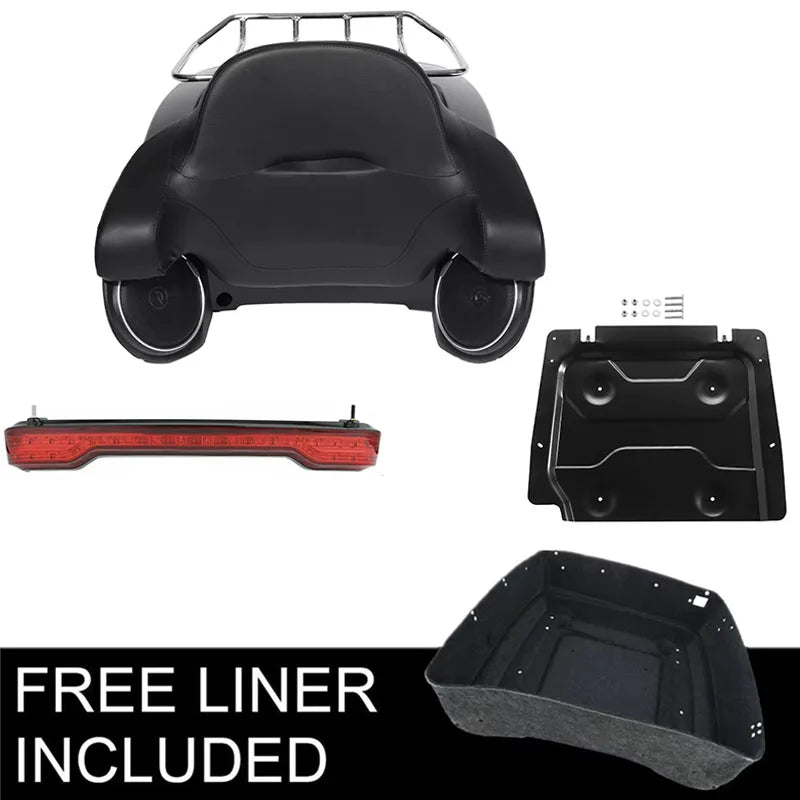 Motorcycle King Trunk Rack Light Speaker Pad For Harley Touring Trunk Road King Glide 2014-2025