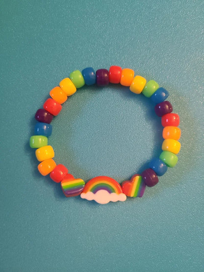 Rainbow Kandi Pride Bracelet Handmade Beaded Stretch Bracelet For Festival & Party