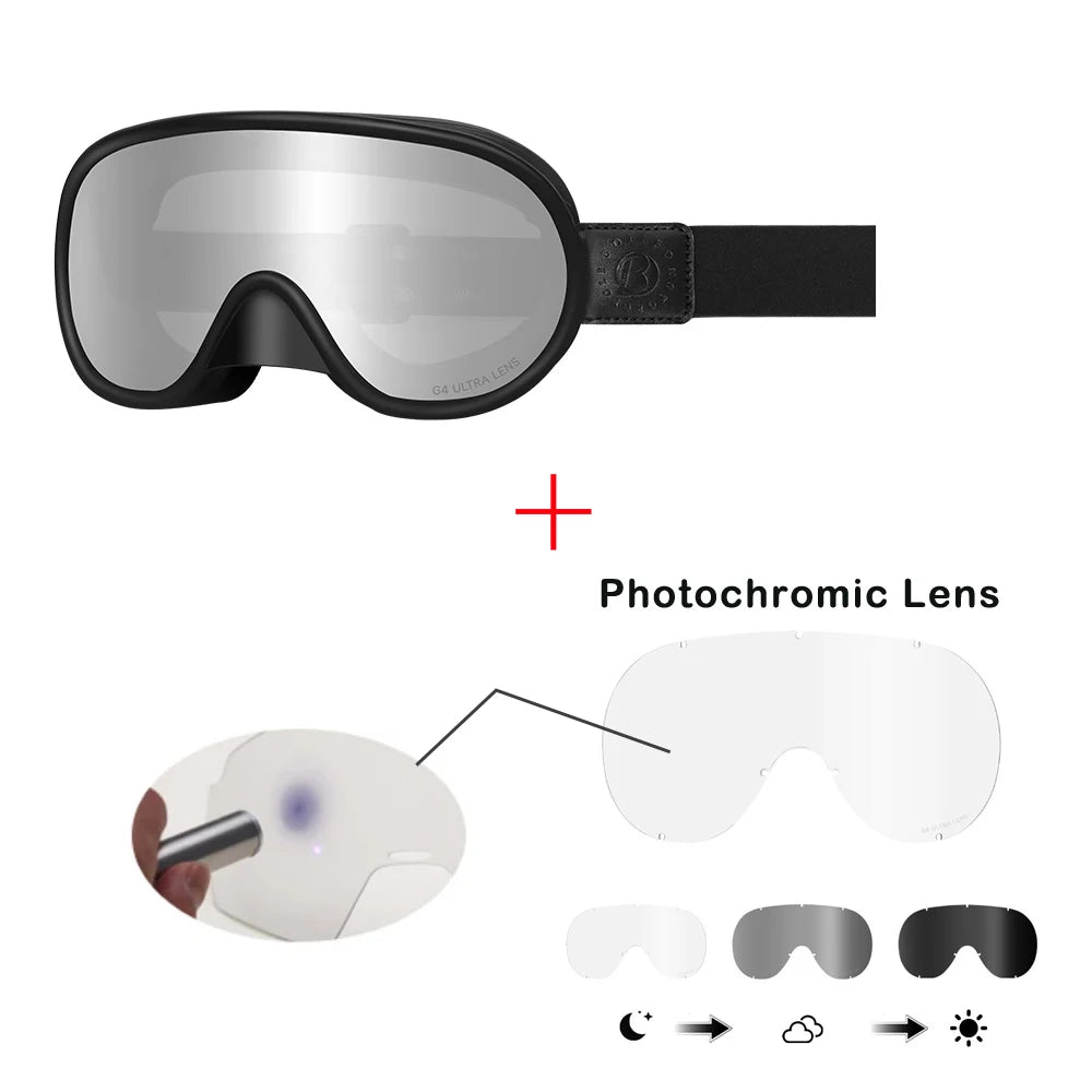 Vintage Motorcycle Goggles Over Glasses Photochromic UV400 Dirt Bike Goggles for Men Women Dual-Cycle Defogging Racing Glasses