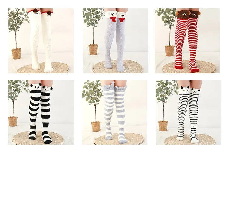 Snug Fleece Over Knee Socks Plush Cozy Winter Fall Sweet Long Female Hosiery Soft Fuzzy Leg Covers Floor Wear2024 New Bulk Deal