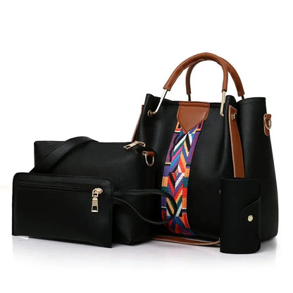 Fashionable Women's Shoulder Bag Hot Sale Of The Season New Style Mother-Child Multi-piece Set Colorful Ribbon Ladies Handbag Si