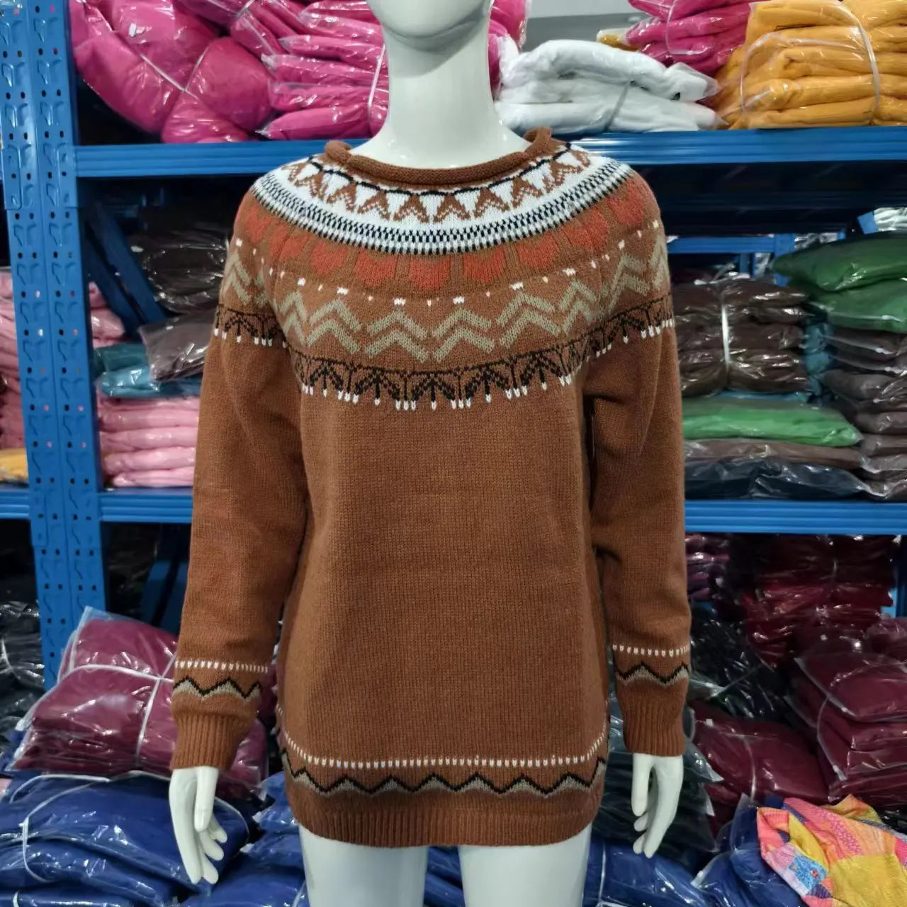 2025 Spring Knitted Women Sweater Print O-neck Long Sleeve Casual Loose Sweaters Female Winter Elegant Trendy Ladies Clothes