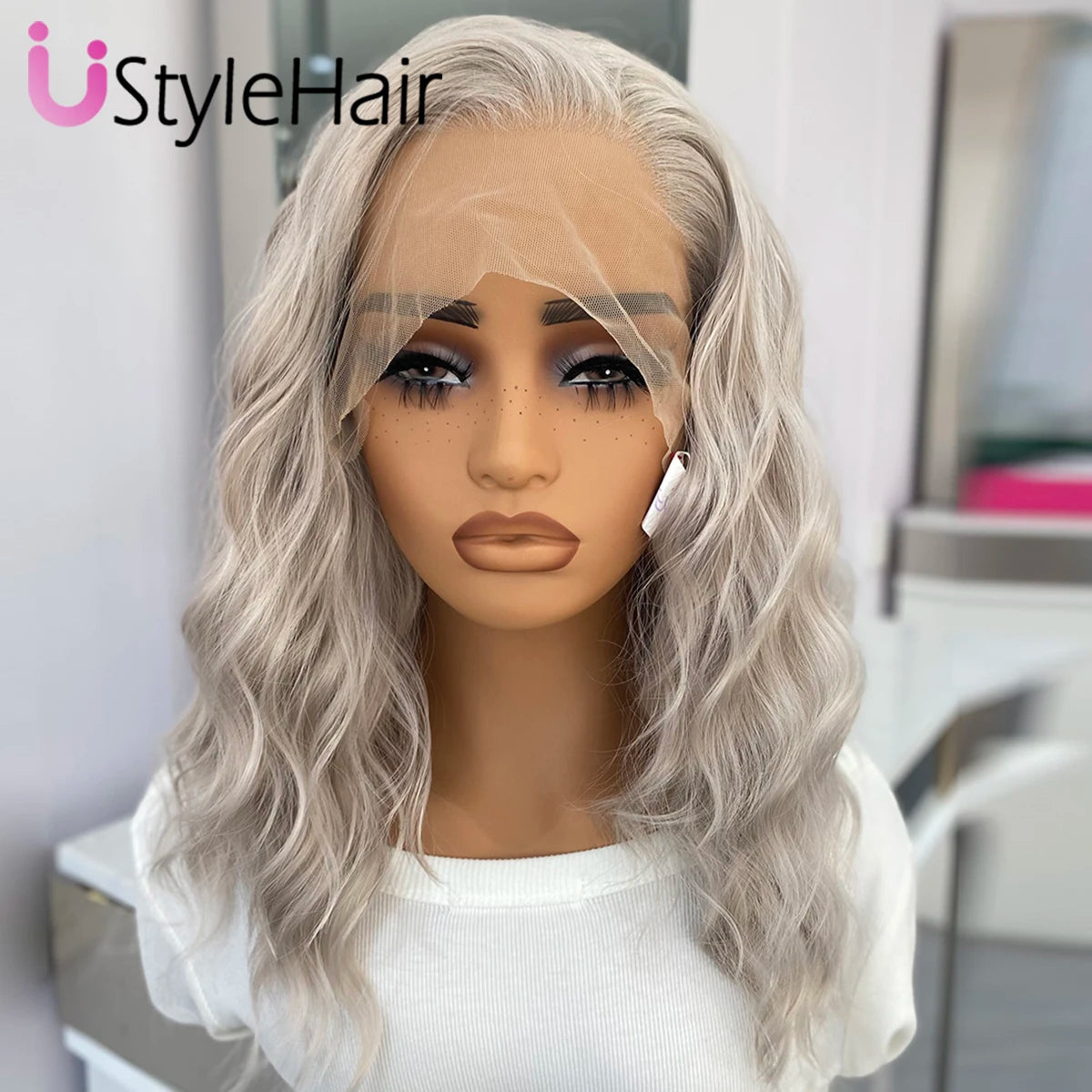 UStyleHair Brown Lace Front Wig Natural Looking 12Inches Short Wave Wig Heat Resistant Synthetic Hair Daily Use Cosplay Wig