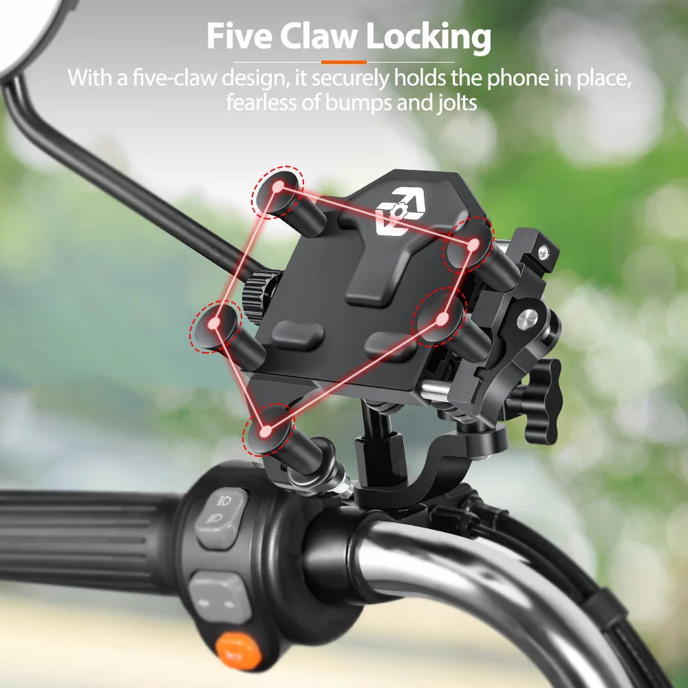 New Motorcycle Phone Holder Universal Alloy Shock-Absorbing Motos Bike Handlebar Navigation Bracket 360° Rotary Adjustable Stand