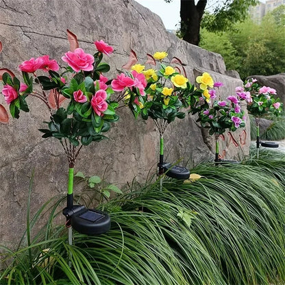 Waterproof LED Azalea Flower Solar Lights Outdoor Landscape Light for Lawn Patio Garden Path Decorative Lighting Best Gift