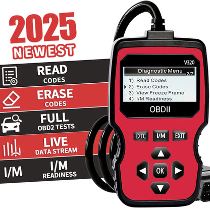 Obd2 Diagnostic Scanner Tool - Engine Fault Code Reader for All Cars since 1996, with Real-Time Data Stream, Battery Test, and Code Erasure