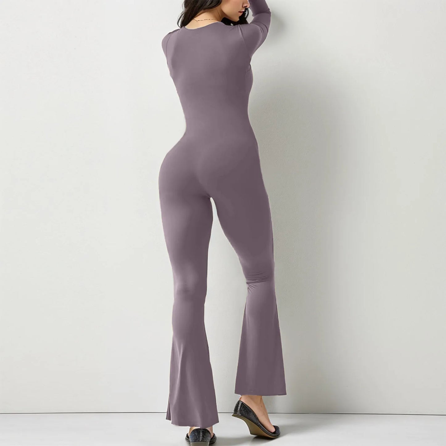 New Popular Women Wide Leg Yoga Bodysuit Outfit One Piece Gym Fitness High Quality Sport Long Sleeve Plus Size Jumpsuit