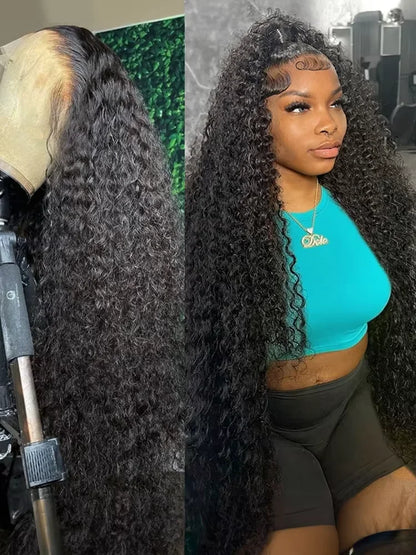 250% Density Brazilian Raw 30 32 inch 13x6 HD Lace Front Human Hair Wigs Deep Wave 13x4 Frontal Wigs Curly Glueless Closure Wigs