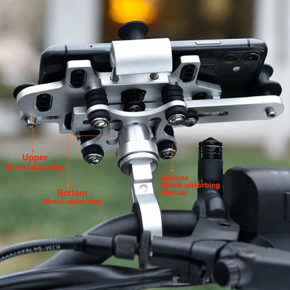 2025 Upgraded Shock Absorbing Phone Holder Mount for Motorcycle Bicycle Alloy Rotary Adjustment Navigation Bracket Universal Fit