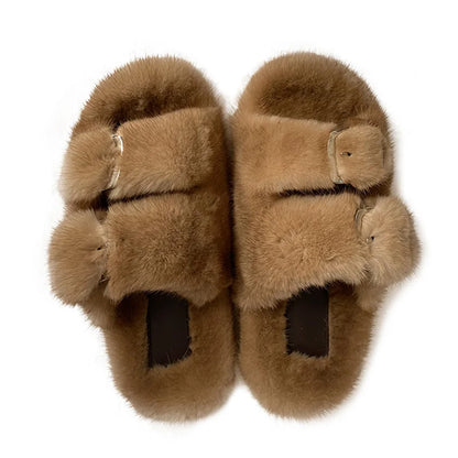 Luxury Designer Slipper Women 2025 Winter European Fashion Women's Shoes Ladies Slippers 100% Mink Slippers Shoes for Woman