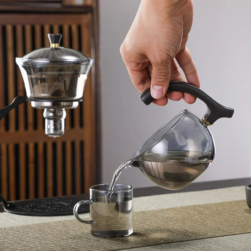 Handmade Iron Glass Tea Set Home Tea Magnet Semi-automatic Tea Machine Office Guest Set