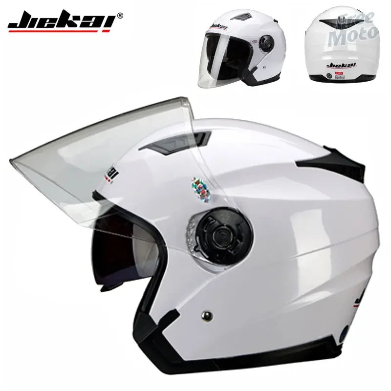 JIEKAI Motorcycle Half Helmet Men Dual Lens Scooter Moto Casco Village Riding Capacete De Moto Motocross Helmets