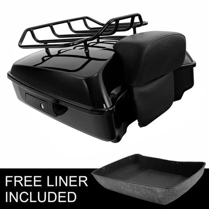 Black Chopped Trunk Pad Top Rack Fit For Harley Road King Road Glide Street Glide Electra Glide Ultra-Classic 2024