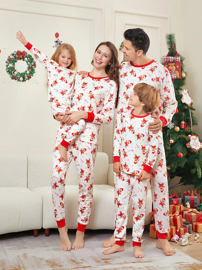 New 2025 Cartoon Allover Print Christmas Pajamas in Set Couples Casual Sleepwear Children's Clothing Baby Dog Romper Family Look