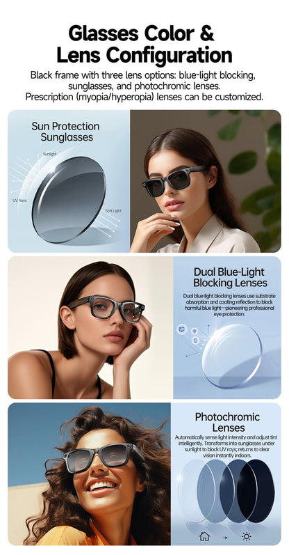 2025 New Upgrade Smart Glasses With Camera Video Recording AI Photo Recognition Bluetooth Call Translation Voice Sunglasses Men