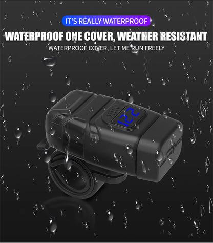 1x Motorcycle Dual USB Socket QC3.0 Fast Charger 60W Handle Style with Switch Voltmeter Waterproof 12V Power Supply Adapter Kit