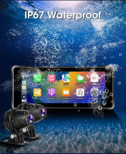 JMCQ 6.86'' Motorcycle DVR GPS Navigaton Wireless Carplay Android Auto Dash Cam IP67 Waterproof Dual Bluetooth Moto Monitor