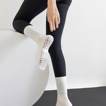 5 pairs Women Anti-skid Yoga Socks Grips Cotton Mid-tube Bottom Breathable Fitness Dance Barre Workout Pilates Socks 8 Colors