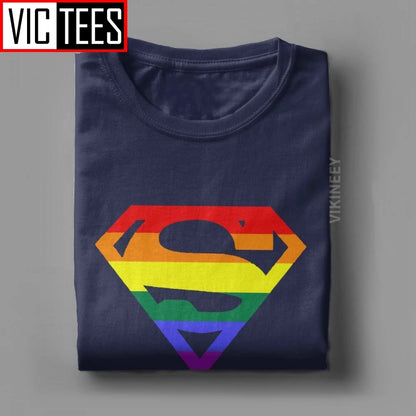Cool Super Queer T-Shirt Men Round Neck Cotton T Shirt Rainbow Gay Lesbian Pride LGBTQ LGBT Oversized Clothes