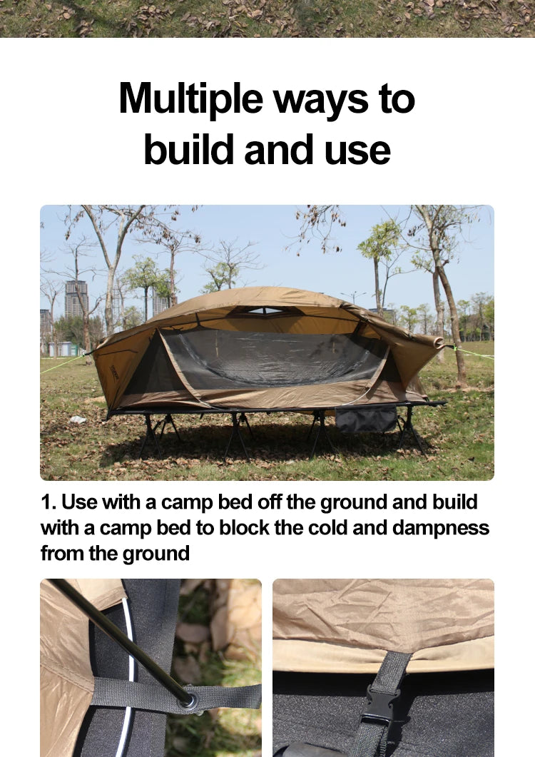 Lightweight Camping Camp bed Tent 1-2 Person Waterproof Sunproof Quick Setup 210D Oxford Backpacking Tent for Hiking Outdoor