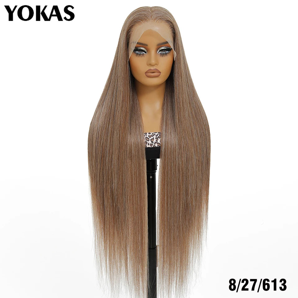 40 Inch Synthetic Lace Frontal Wigs For Women 13x6 Lace Front Wigs With High Temperature Fiber HD Lace Pink Blonde Straight Hair