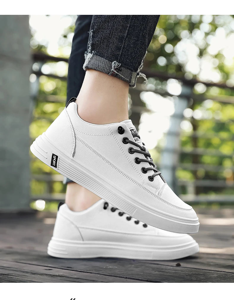 New Style White Sneakers for Men, Korean Version, Trendy Platform Shoes, Versatile for All Occasions, Sporty and Casual Shoes