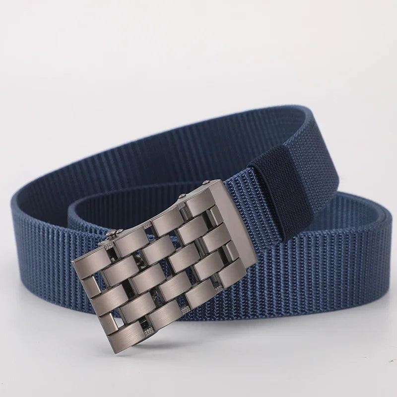 Men's Fabric Belt Nylon Canvas Automatic Belt Man Designer Belts Men Working Waistband Casual Men's Trousers Waist Belt ZX006