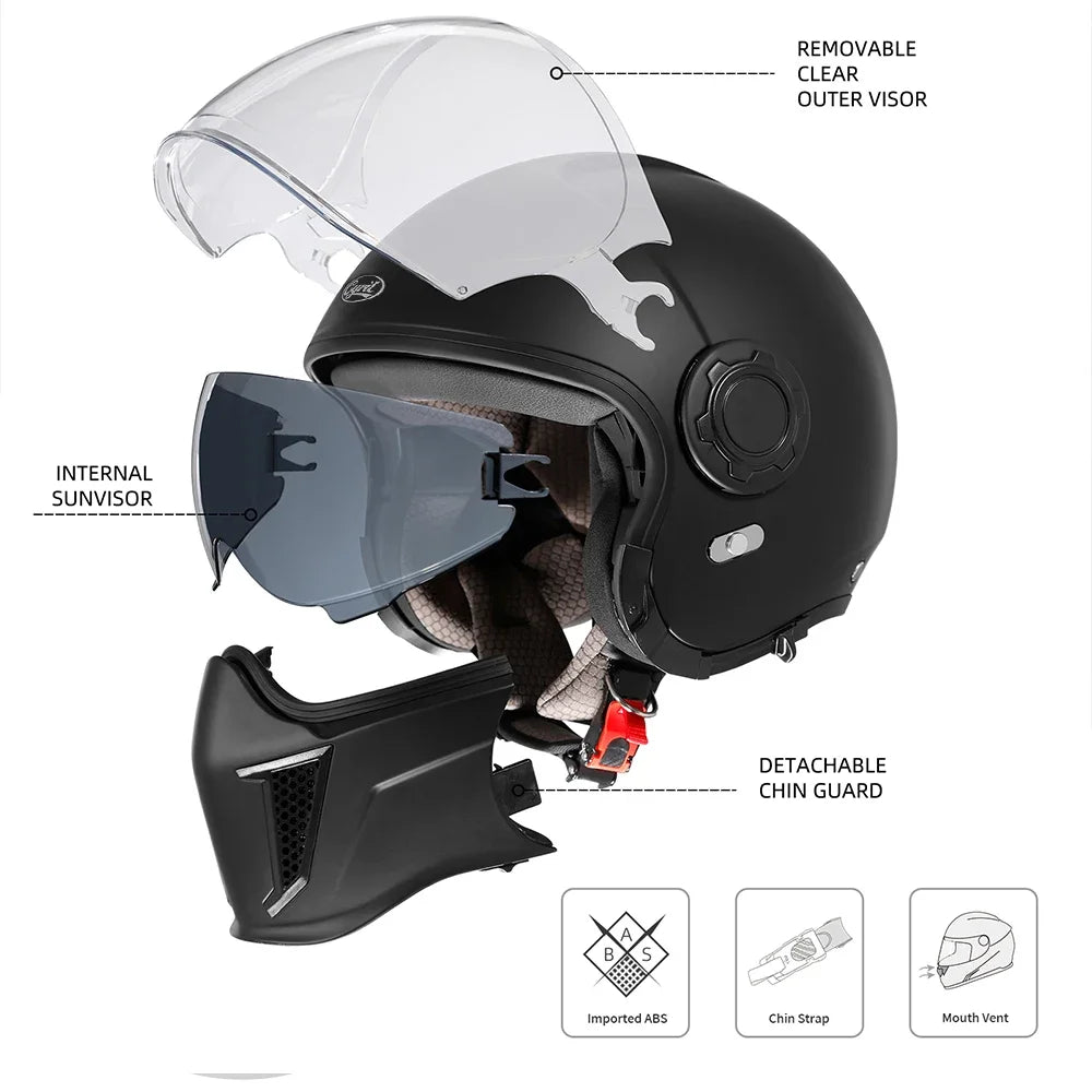 Modular Motorcycle Helmet Full Face Open Face Retro Helmets DOT ECE APPROVED CYRIL OP12A Capacete De Moto Masculino