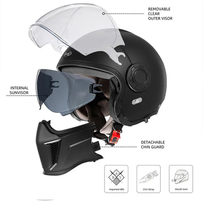 Modular Motorcycle Helmet Full Face Open Face Retro Helmets DOT ECE APPROVED CYRIL OP12A Capacete De Moto Masculino
