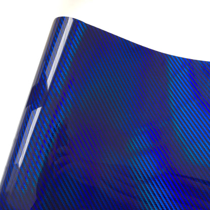 Laser Blue Carbon Fiber Car Stickers Glossy Holographic Color Change Film Self-Adhesive Vinyl Car Wrap Cover Air Release Foil