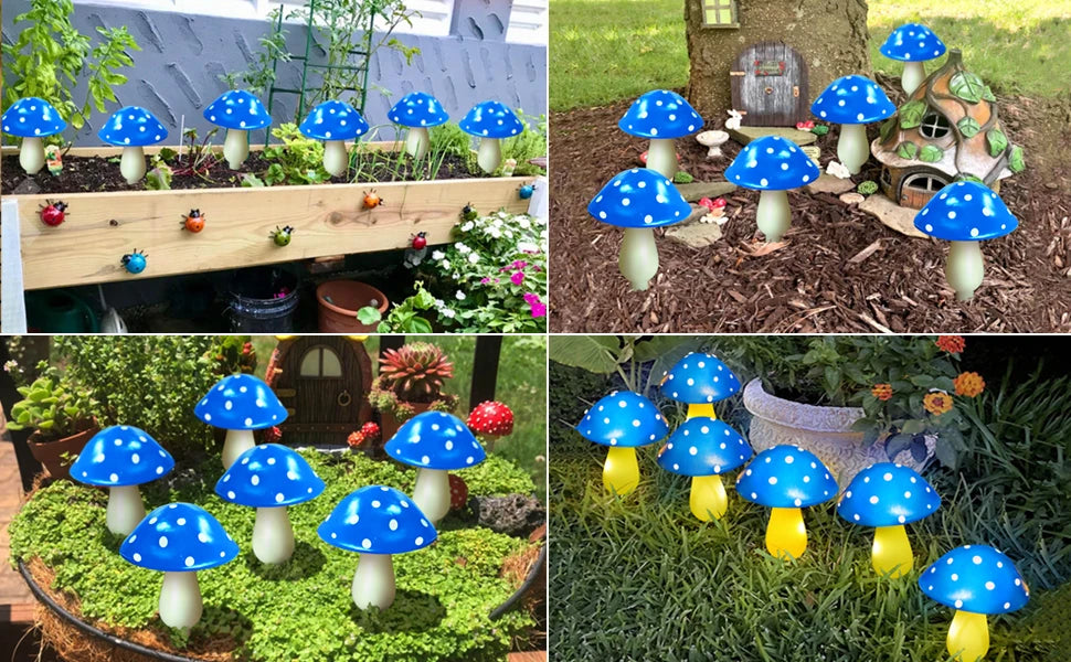 12 Pack RGB Solar Mushroom Light Solar Garden Stake Light 8 Modes Waterproof Mushroom Solar Light For Garden Yard Landscape