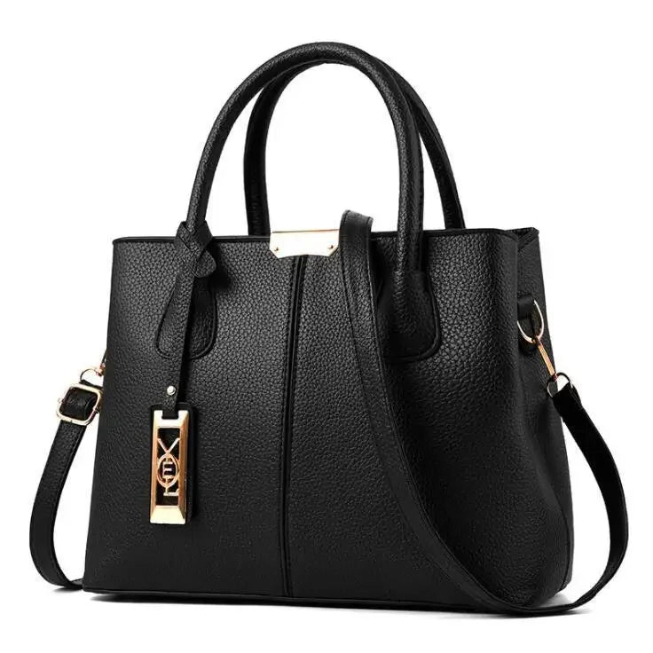Simple Women's PU Leather Shoulder Bag Large Capacity Handbag Wire Tag Hanging Bag Square Shape Soft Handbags with Zipper