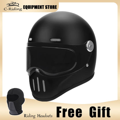 C-Ridng Genuine Carbon Fiber Adventure DOT Certified Modular Design Style Full Face Motorcycle Helmet with Dark Detachable Lens