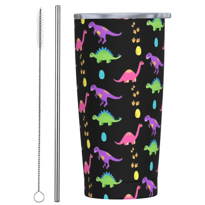 Stainless Steel Tumbler Dinosaur Silhouette Mugs Cup With Straws Animal Beach Cold Drink Water Bottle Insulated Thermal Mug