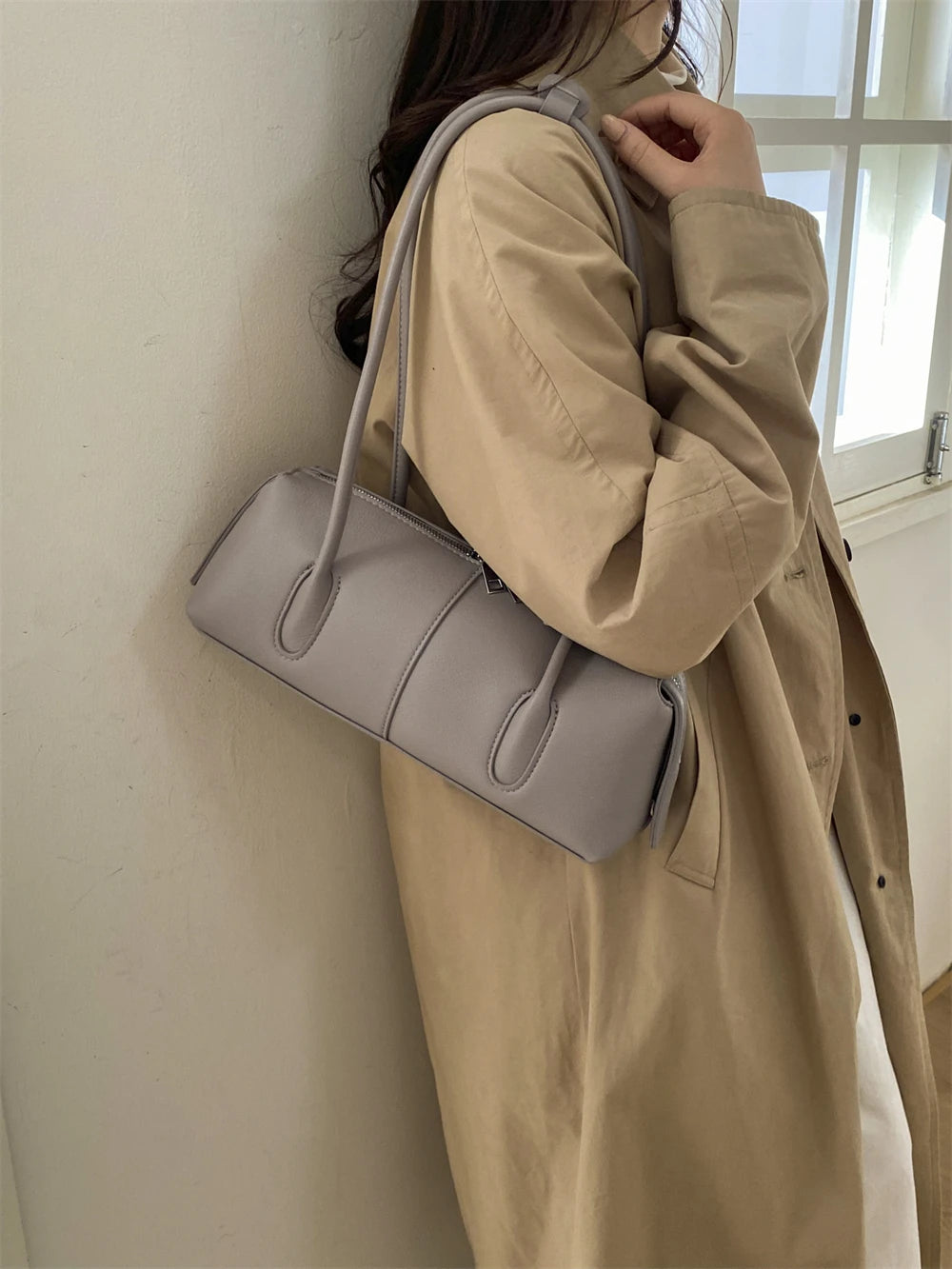 MOODS Retro Underarm Shoulder Bags For Women PU Leather Pure Color Commute Satchel Bag 2025 Winter New Luxury Designer Handbags