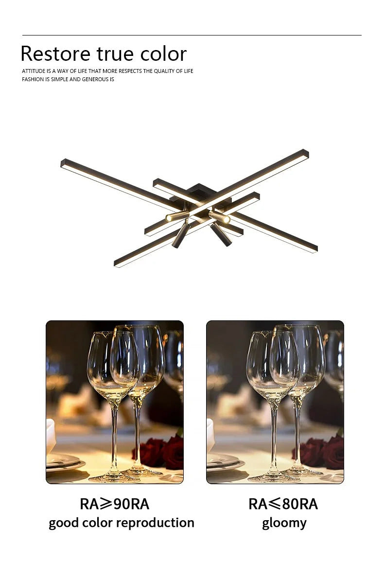 Modern Minimalist Living Room Ceiling Lights Bedroom Long Line lamps LED Chandelier Hall Bedroom Indoor Lighting Decoration