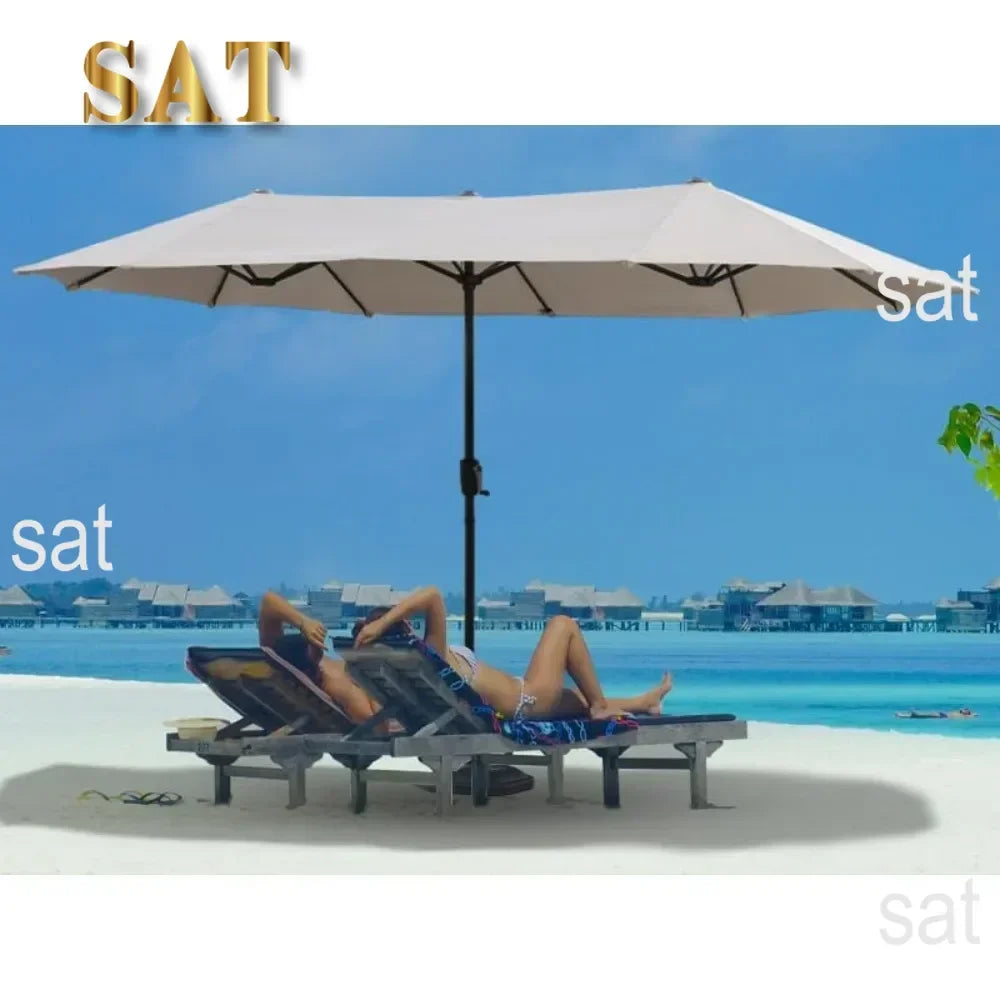 # l 13 foot large terrace umbrella, outdoor double-sided rectangular market umbrella with 12 ribs for UV protection, with a cran