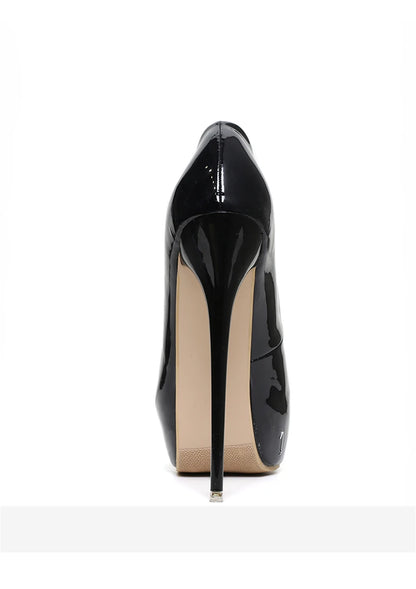 Big Size 35-47 Patent Leather Red Wedding Shoes 2025 Women Round Toe Super High Heels 16cm Pumps Sexy Platform Party Shoes Woman