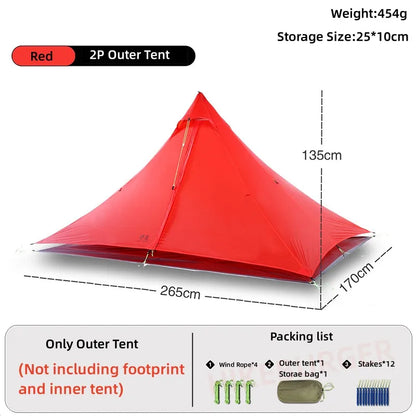 ASTA GEAR Fengyin2 Pyramid Tent Outdoor Ultralight 20D nylon Tent Camping Windproof Hiking Backpacking