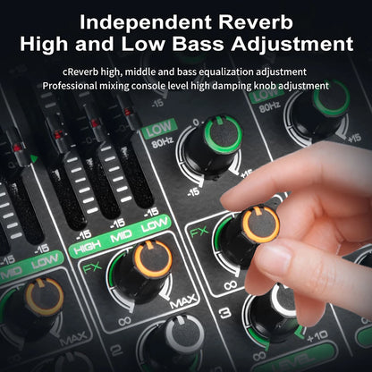 GAX-GT6  Professional 6-channel audio mixer, portable audio card, mixer，6-channel DJ controller/audio console mixer