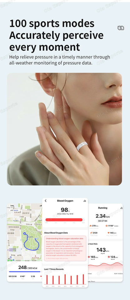 Diamond Fashion Women Smart Ring With Box IP68 Waterproof Lady ring Heart Rate Health Monitor Sports Pedometer Fitness Rings New