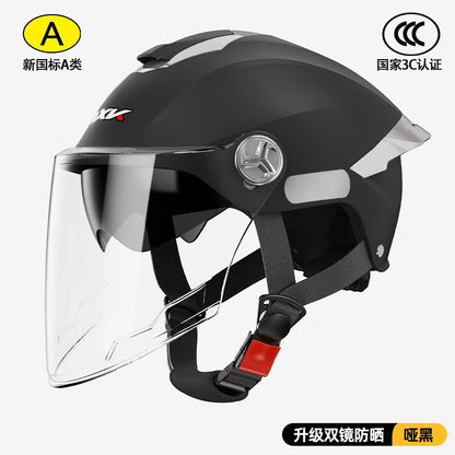 Summer impact protection safety open face motorbike helmet motorcycle short lens ordinary tail wing black