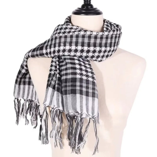 Large Arab Shemagh Headscarf with Tassel Costume Head Neck Scarf Bandana Keffiyeh for Men Women