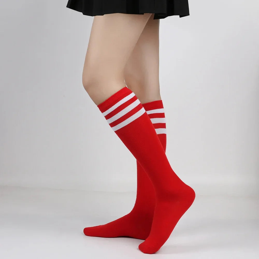 Middle Tube Sock Women Striped Knee High Ladies Japanese Harajuku College Style Cotton Summer Calf Sock Black White Female Gift